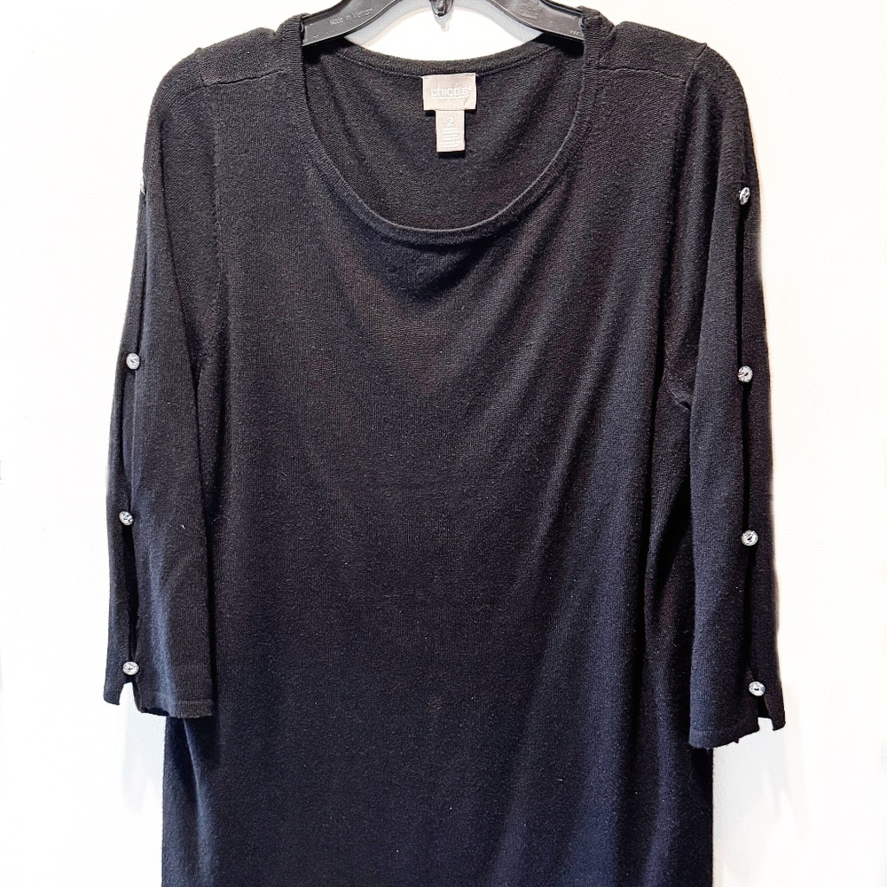 Chico's Sweater with stones - Chico's size 2 (12/14) Large - Black
